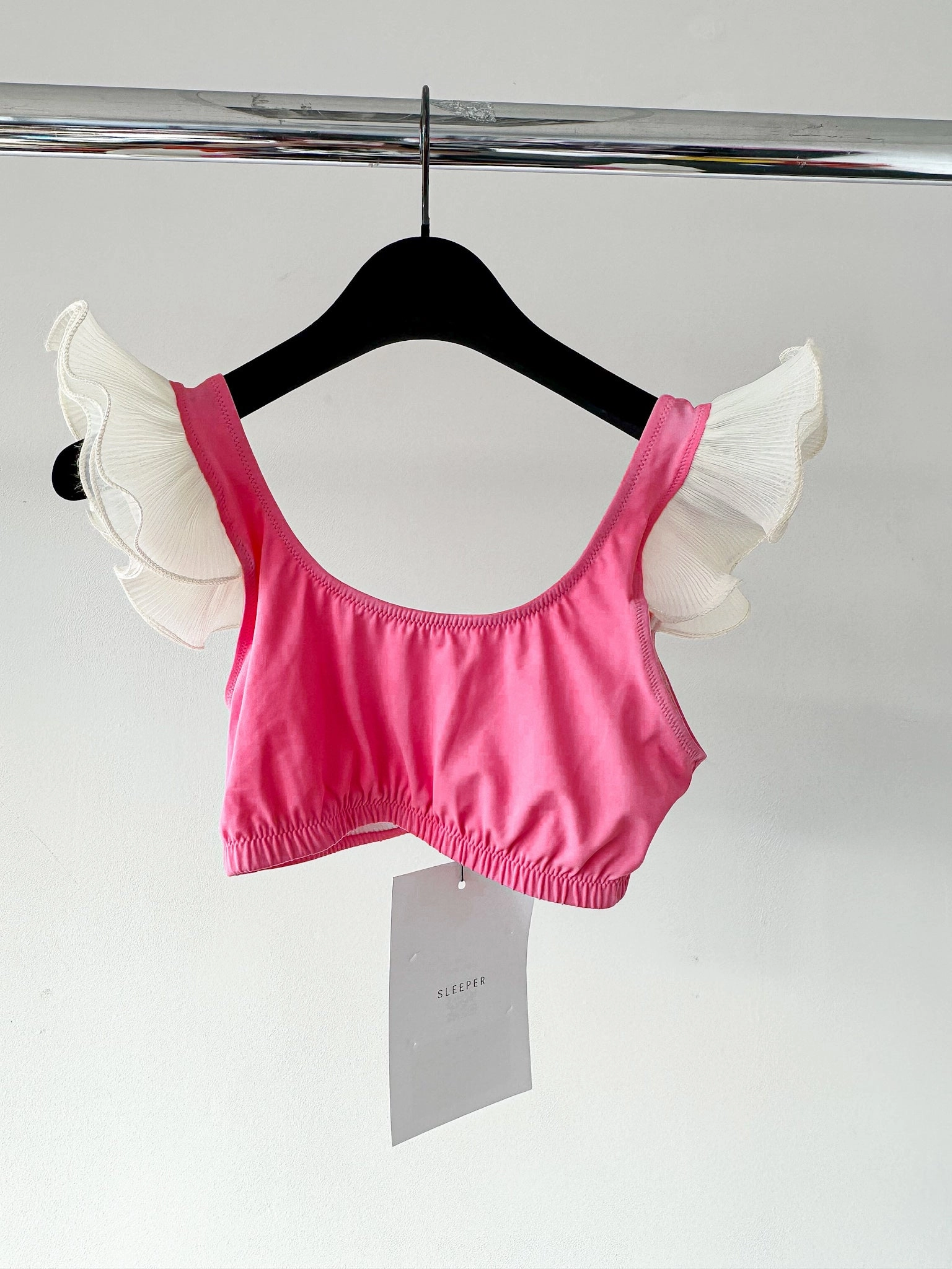 Sleeper Ariel Pink Ruffle Trim Bikini Top