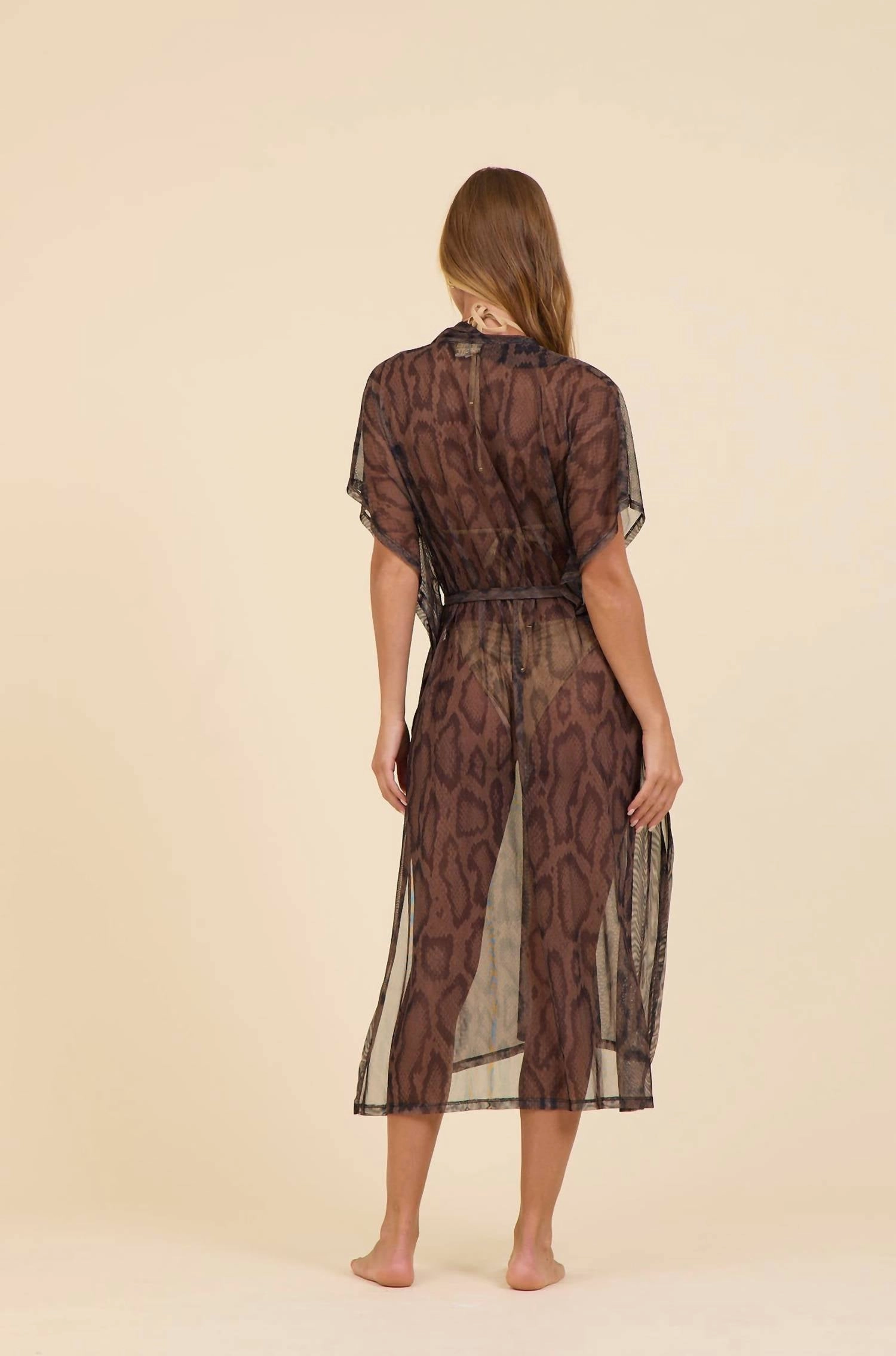 Snakeskin Mesh Coverup In Brown