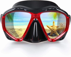 Snorkel Diving Mask Panoramic HD Swim Mask, Anti-Fog Scuba Diving Goggles,Tempered Glass Dive Mask Adult Youth Swim Goggles with Nose Cover for Diving, Snorkeling, Swimming