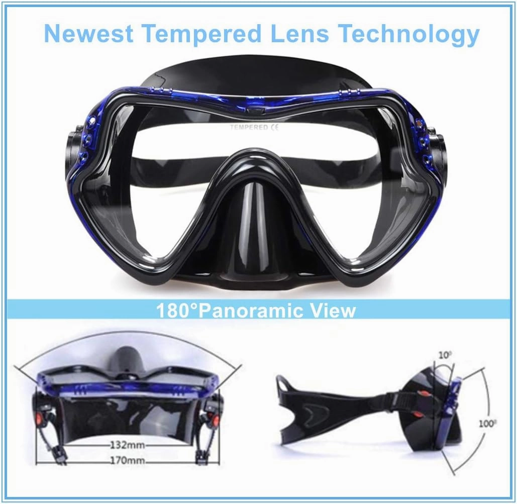 Snorkel Diving Mask, Professional Snorkeling Mask Gear, Ultra Clear Lens with Wide View Tempered Glass Goggles,Anti Leakage Scuba Mask, Silicone Swimming Goggles Mask for Adults, 3 Color