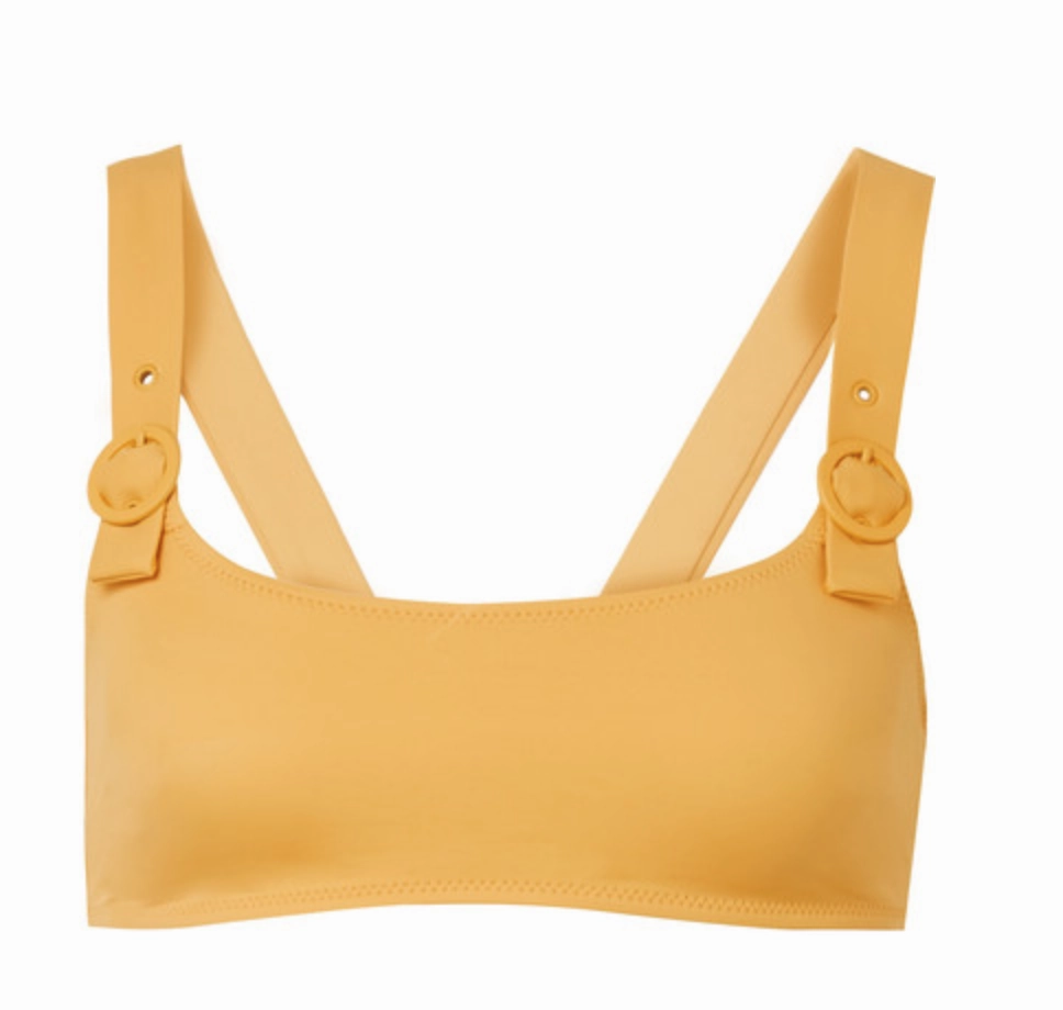 Solid & Striped The Evelyn Yellow Buckle Detail Bikini Top