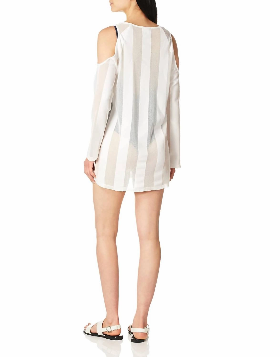 Solid Cover-Ups Cold Shoulder Dress In White