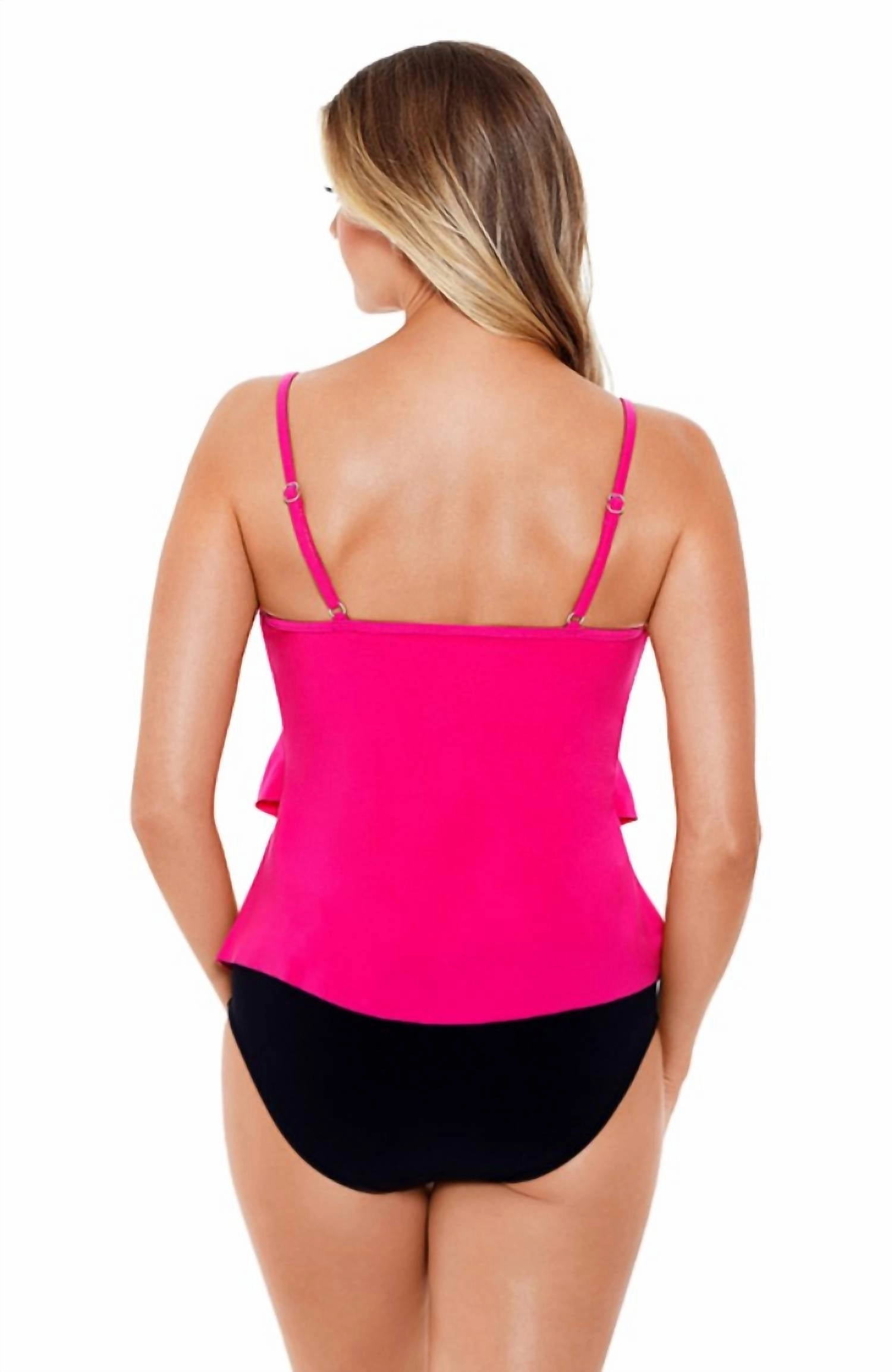 Solid Rita Tankini Top In Hibicus Pink