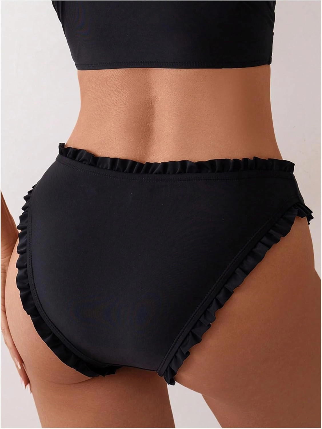 SOLY HUX Bikini Bottoms for Women Frill Trim Swimsuit Bottom Summer Beach Swim Briefs