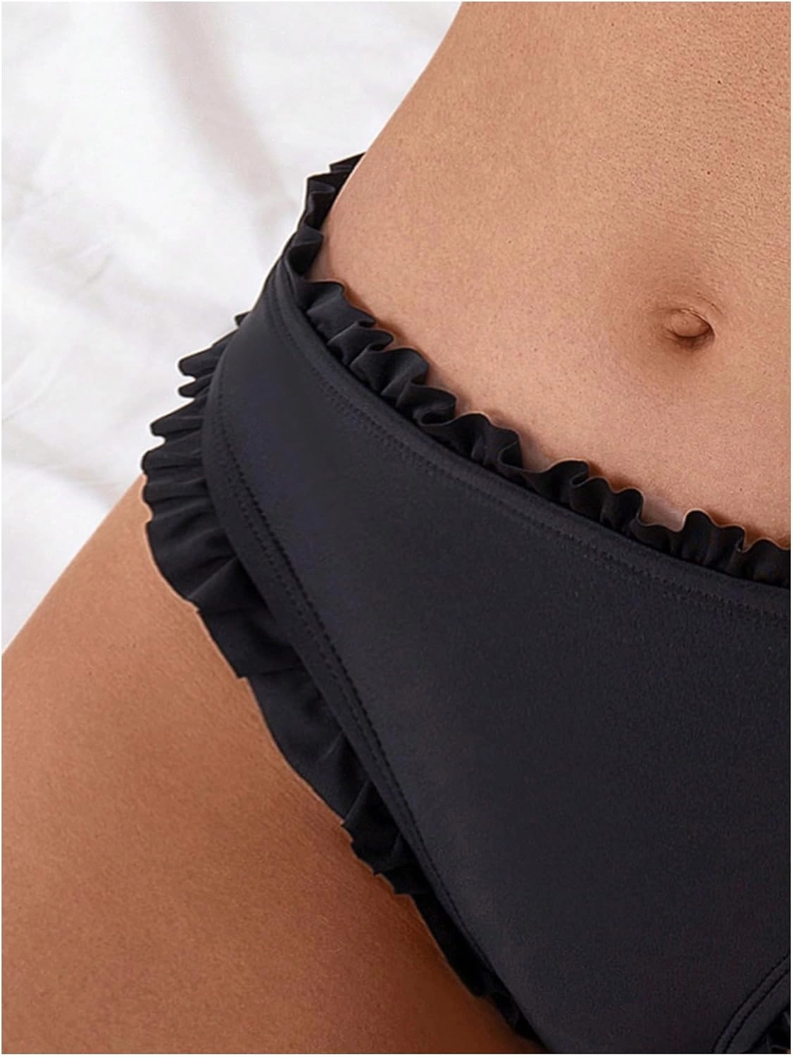 SOLY HUX Bikini Bottoms for Women Frill Trim Swimsuit Bottom Summer Beach Swim Briefs