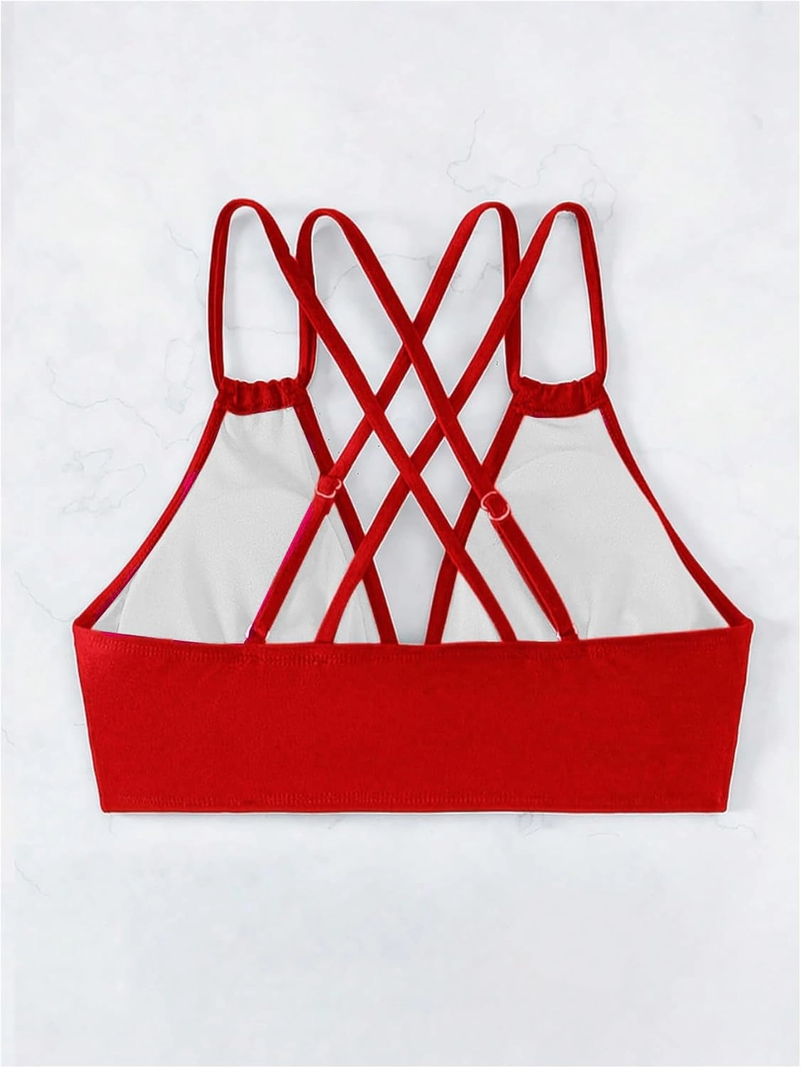 SOLY HUX Women's Bikini Tops V Neck Criss Cross Back Spaghetti Strap Padded Bathing Suit Swim Top Only