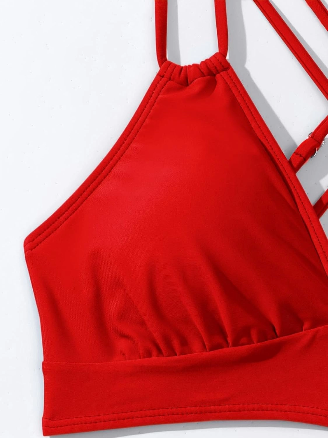 SOLY HUX Women's Bikini Tops V Neck Criss Cross Back Spaghetti Strap Padded Bathing Suit Swim Top Only