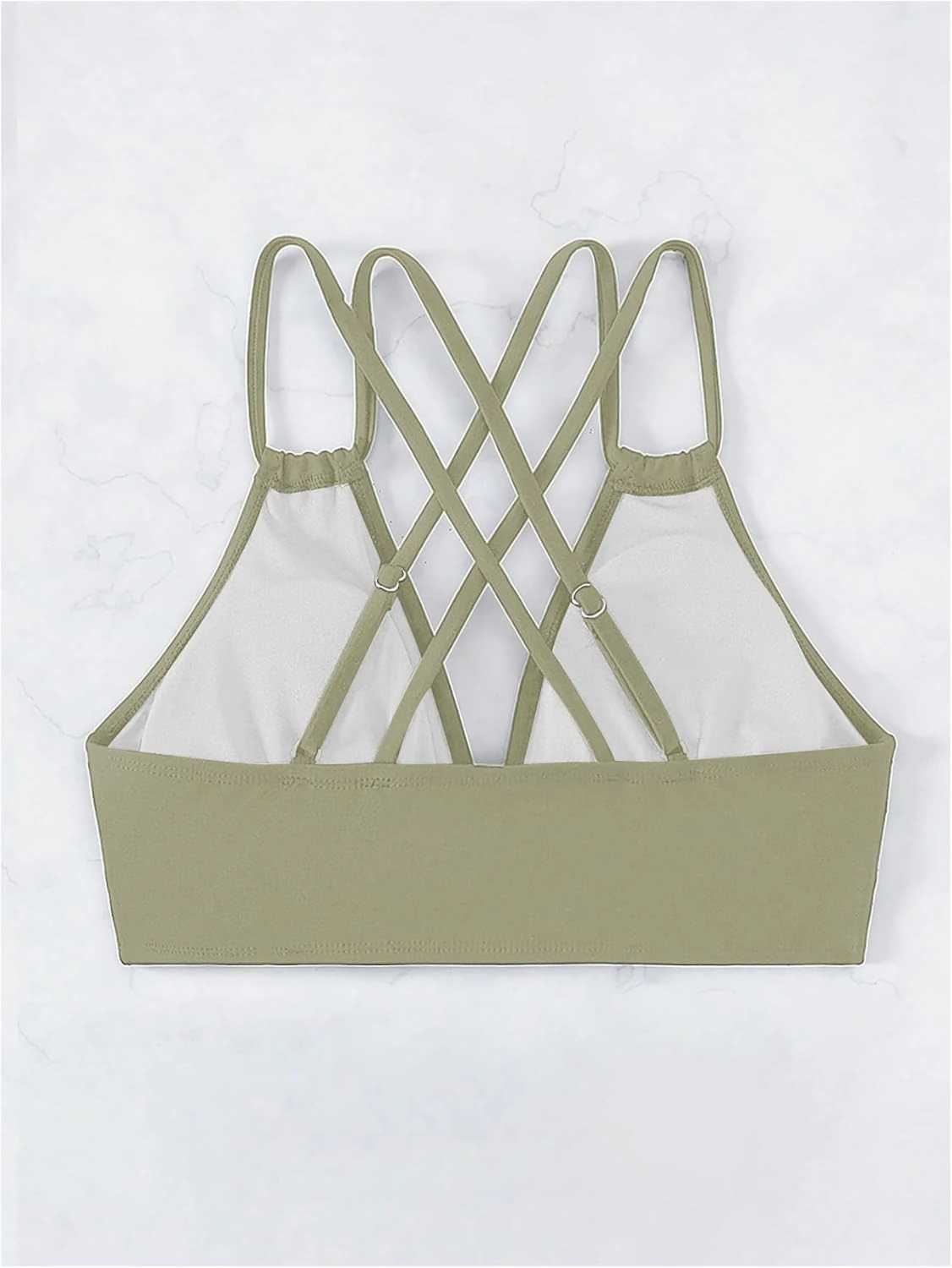 SOLY HUX Women's Bikini Tops V Neck Criss Cross Back Spaghetti Strap Padded Bathing Suit Swim Top Only