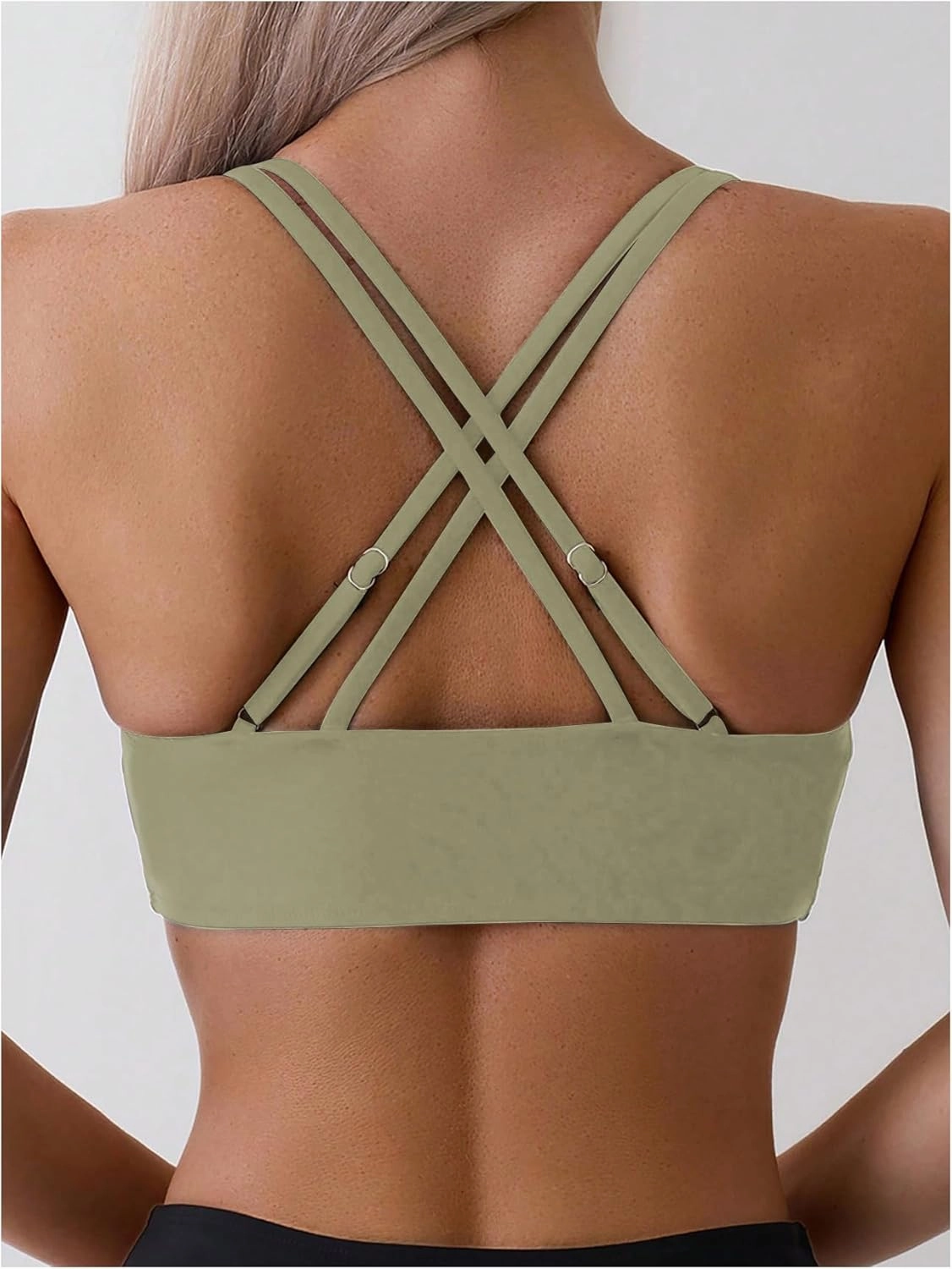 SOLY HUX Women's Bikini Tops V Neck Criss Cross Back Spaghetti Strap Padded Bathing Suit Swim Top Only