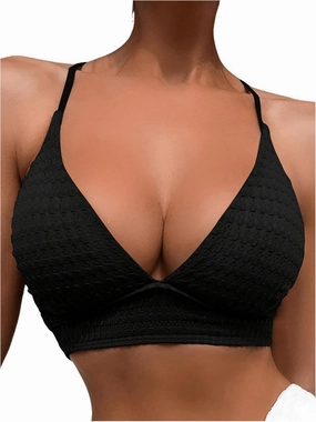 SOLY HUX Women's Criss Cross Lace Up Back Bikini Top Swimsuit Bathing Suit Tops
