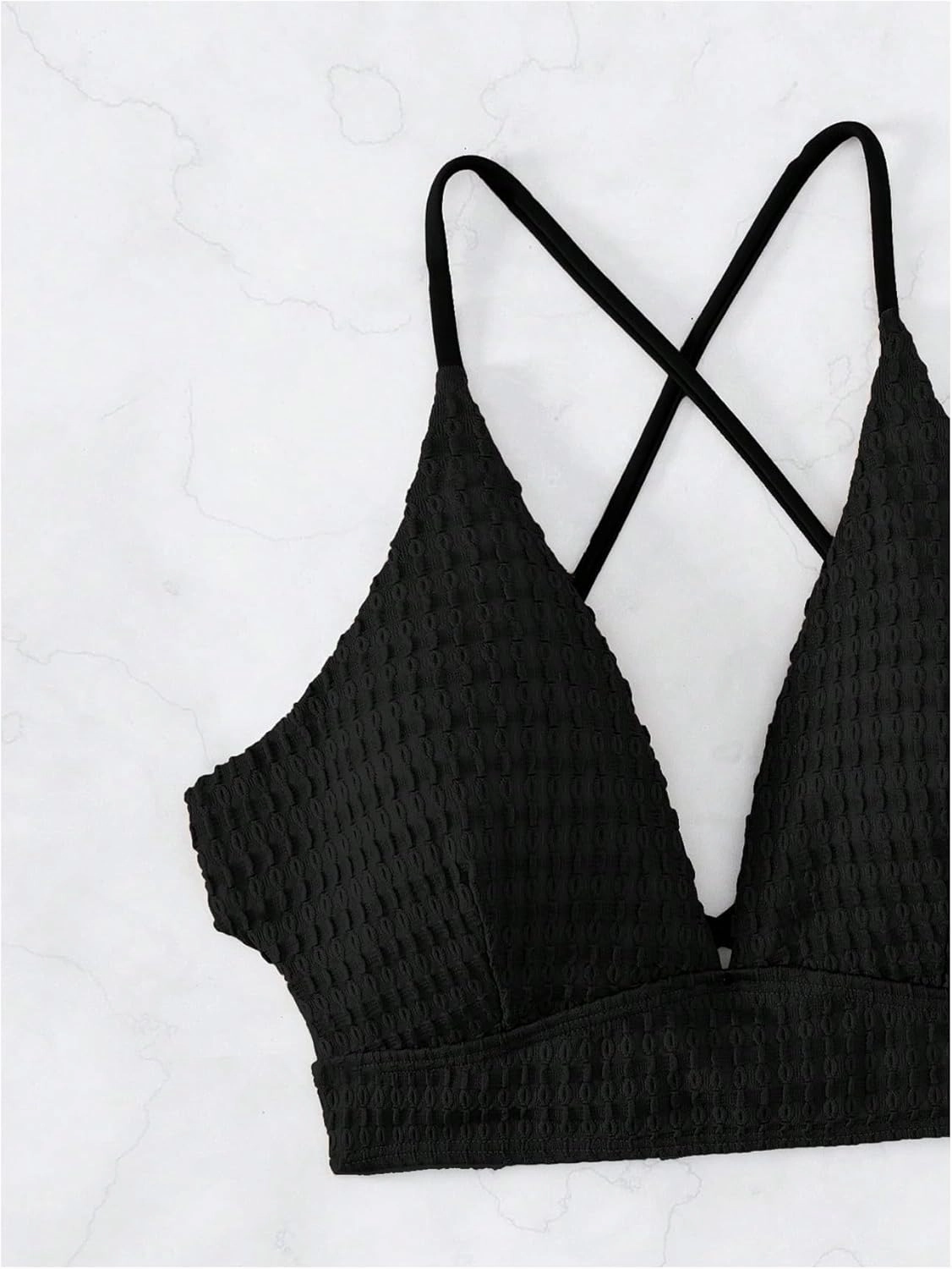 SOLY HUX Women's Criss Cross Lace Up Back Bikini Top Swimsuit Bathing Suit Tops