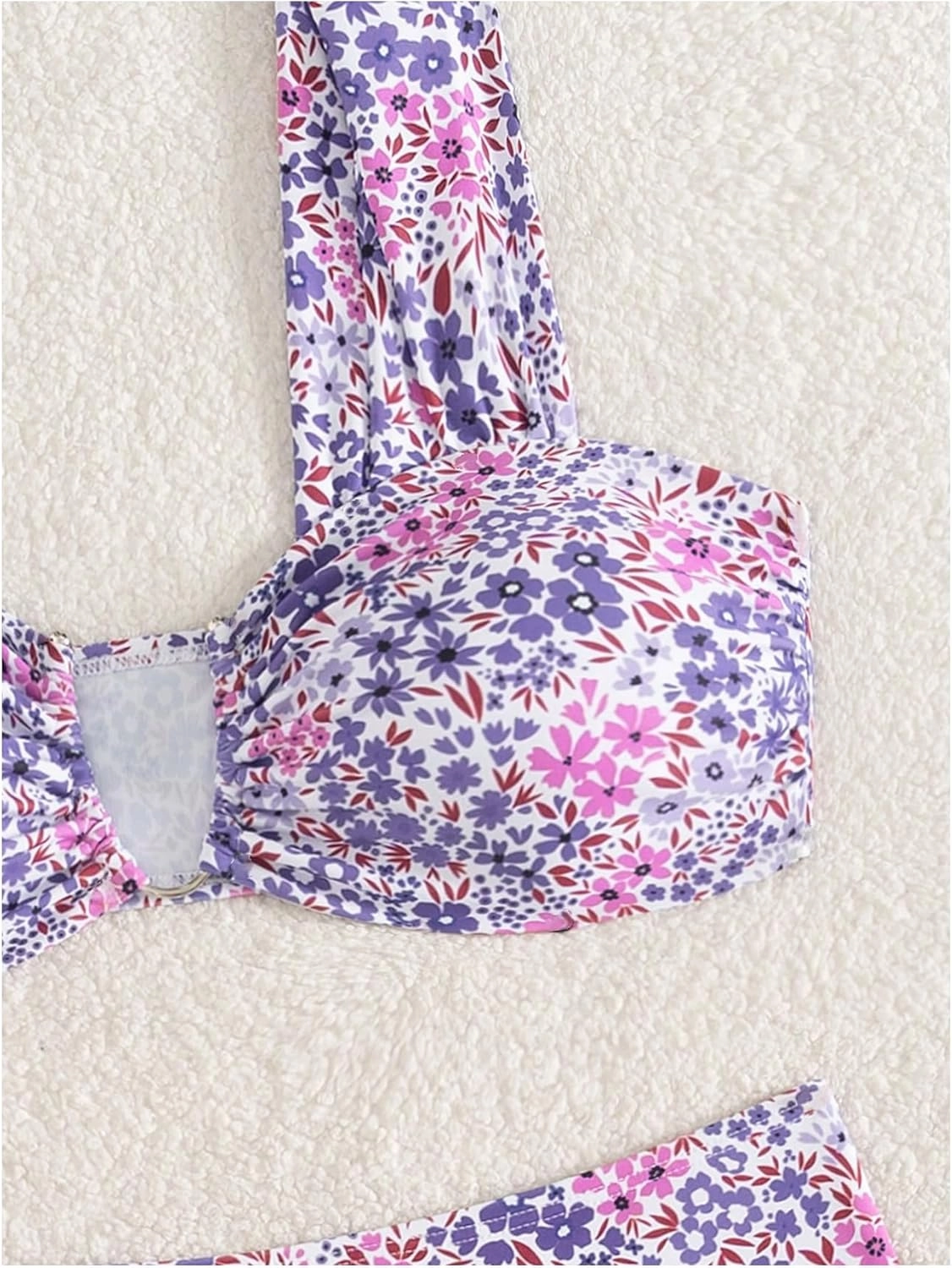 SOLY HUX Women's Floral Print Swimsuit V Wire High Waisted Bikini Set Two Piece Bathing Suit