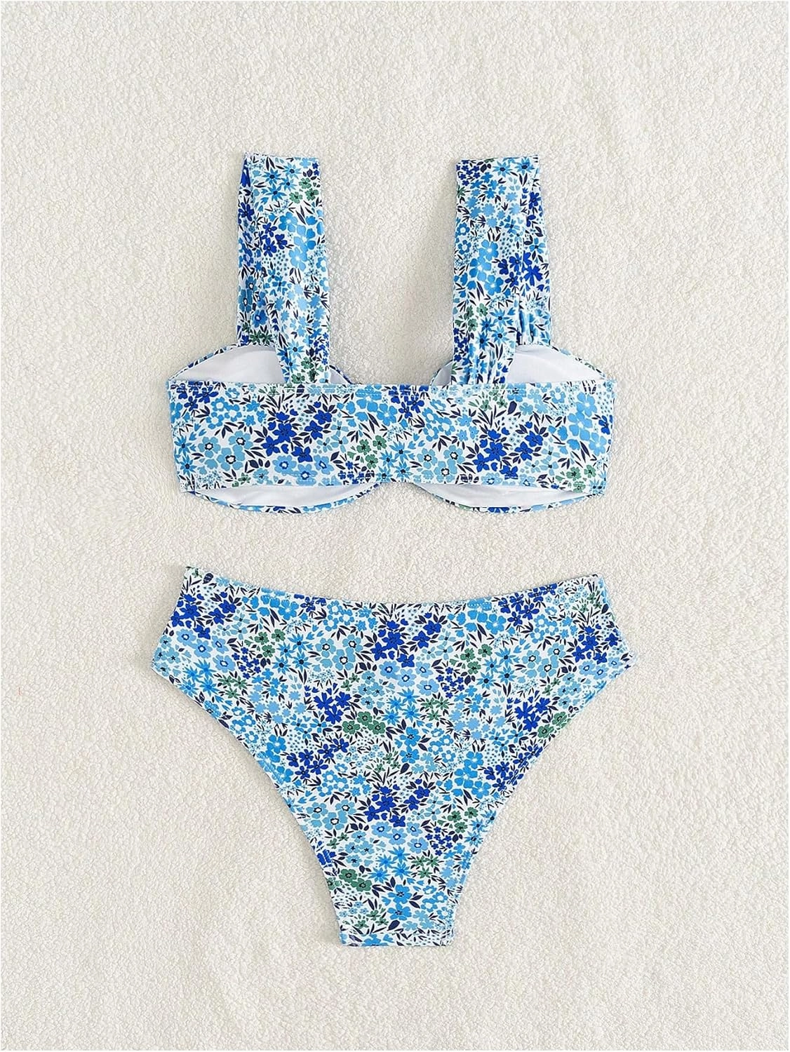 SOLY HUX Women's Floral Print Swimsuit V Wire High Waisted Bikini Set Two Piece Bathing Suit