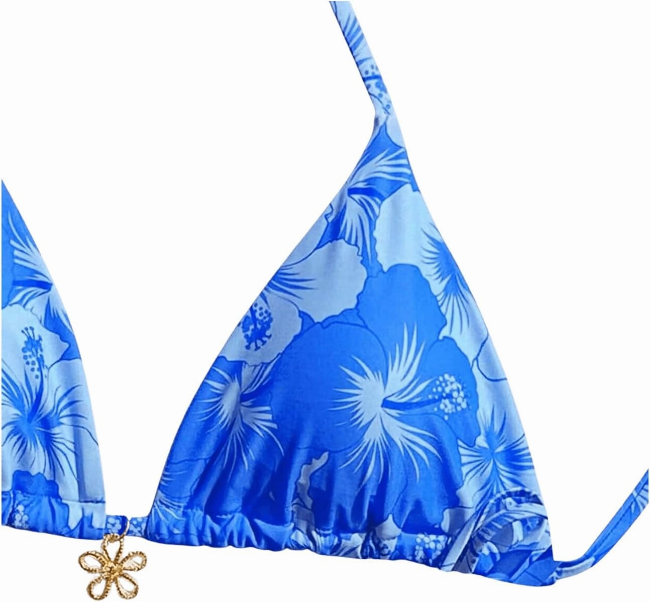 SOLY HUX Women's Floral Print Triangle Bikini Tops Hawaiian Halter Tie Back Bathing Suit Tops Summer Swimsuit Top Only