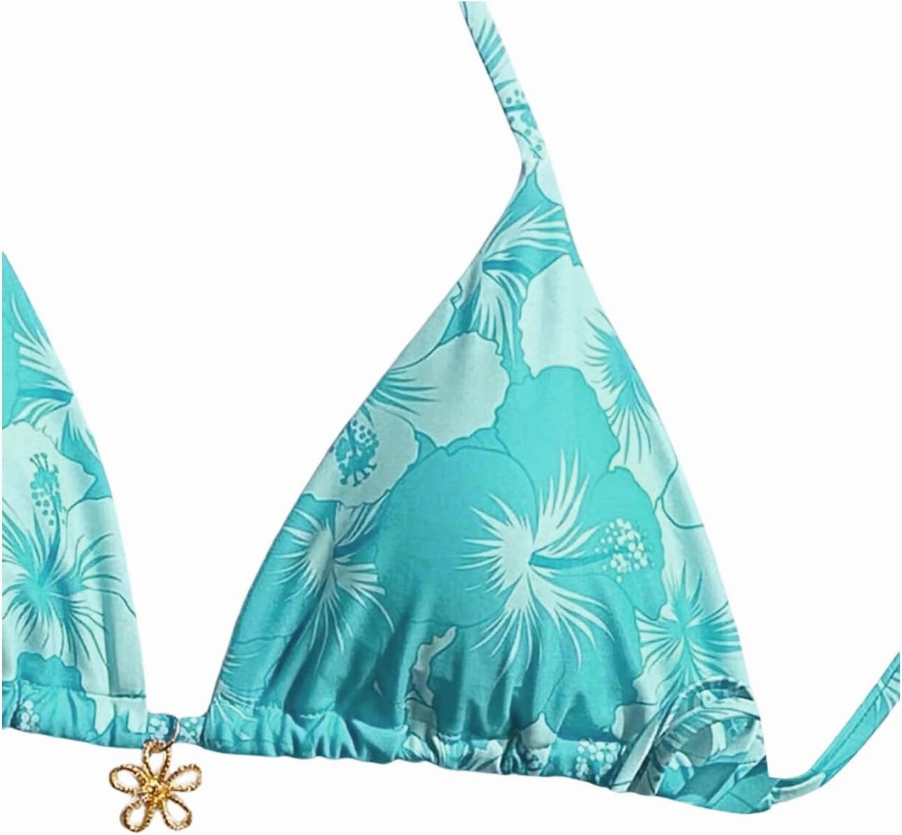 SOLY HUX Women's Floral Print Triangle Bikini Tops Hawaiian Halter Tie Back Bathing Suit Tops Summer Swimsuit Top Only