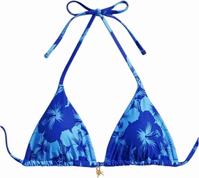 SOLY HUX Women's Floral Print Triangle Bikini Tops Hawaiian Halter Tie Back Bathing Suit Tops Summer Swimsuit Top Only