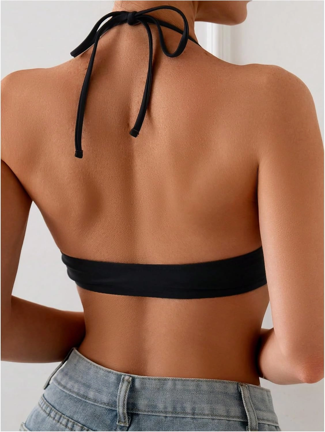 SOLY HUX Women's Halter Bikini Top Tie Back Bathing Suit Summer Beach Swimsuit Tops