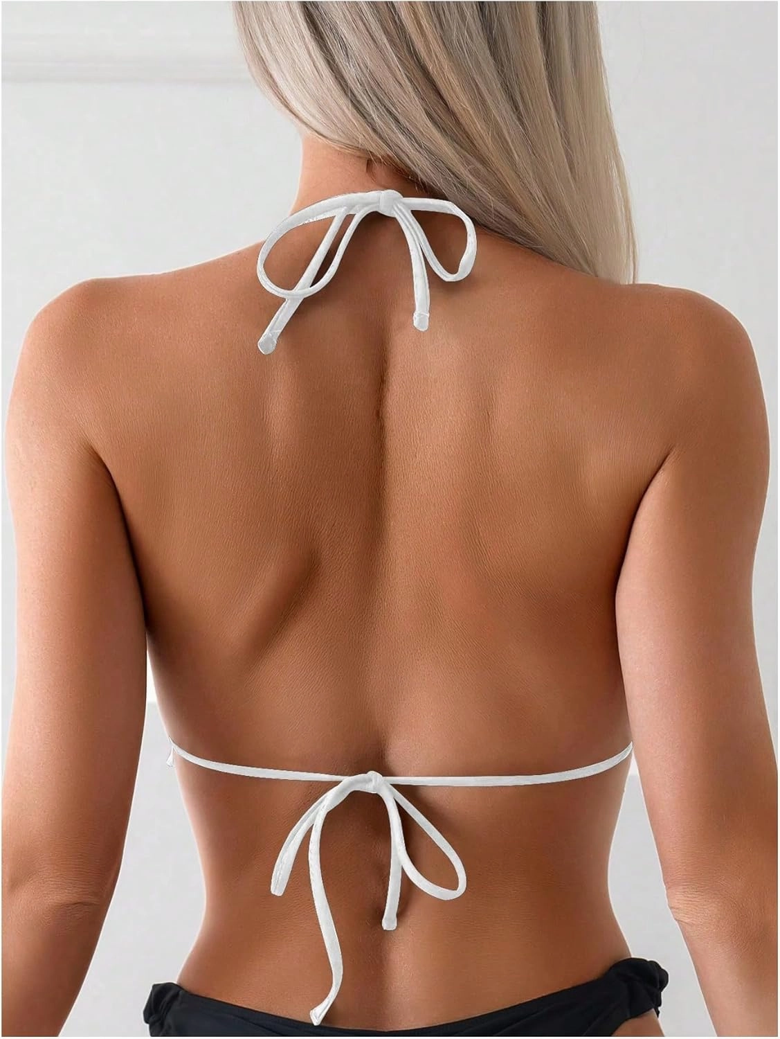 SOLY HUX Women's Halter Bikini Tops Frill Trim Triangle Bathing Suit Swimsuit Tops
