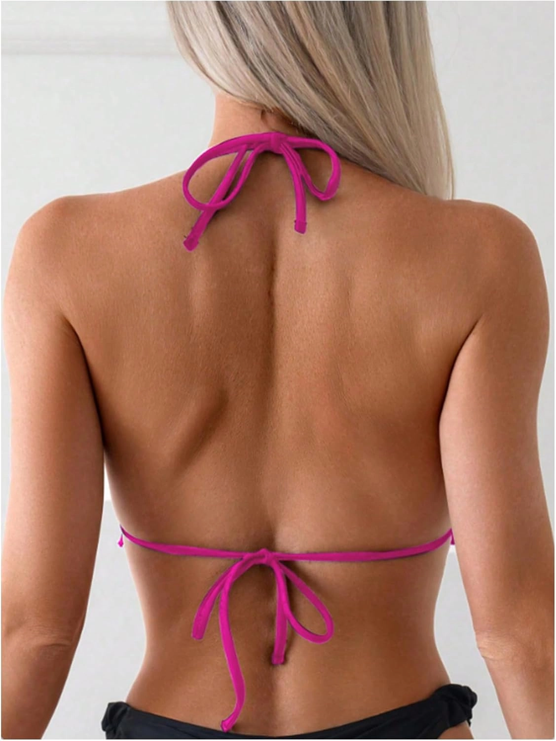SOLY HUX Women's Halter Bikini Tops Frill Trim Triangle Bathing Suit Swimsuit Tops