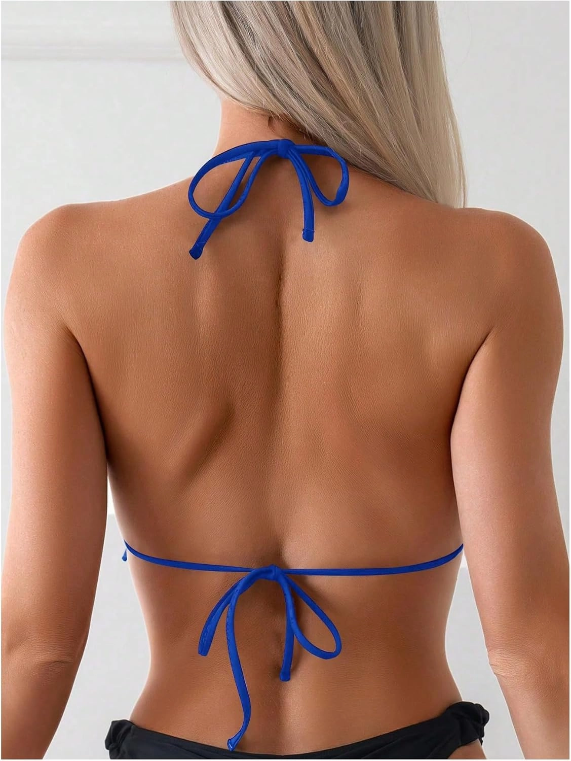 SOLY HUX Women's Halter Bikini Tops Frill Trim Triangle Bathing Suit Swimsuit Tops