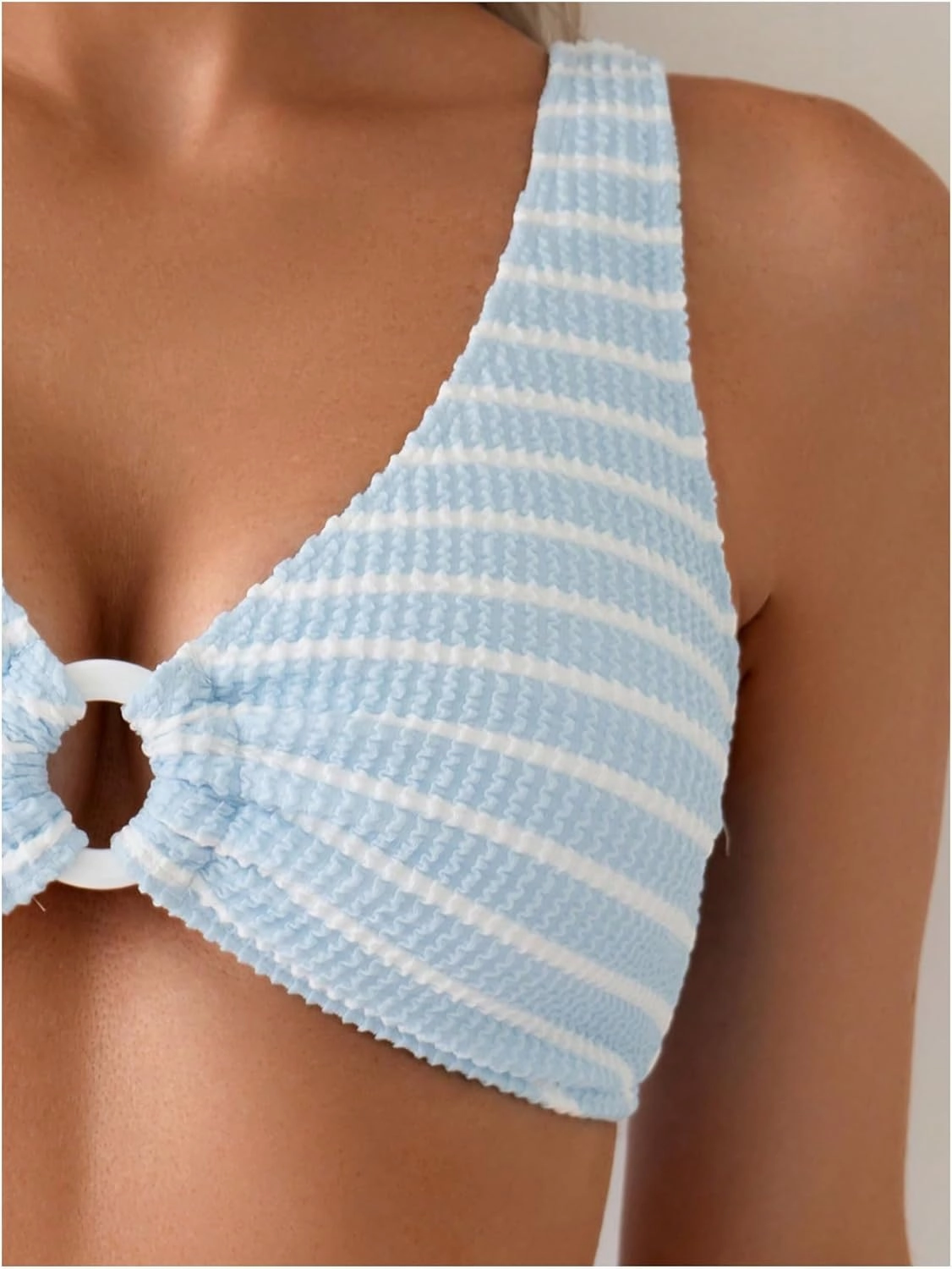 SOLY HUX Women's Striped Bathing Suit V Neck High Waisted Bikini Sets Two Piece Swimsuit