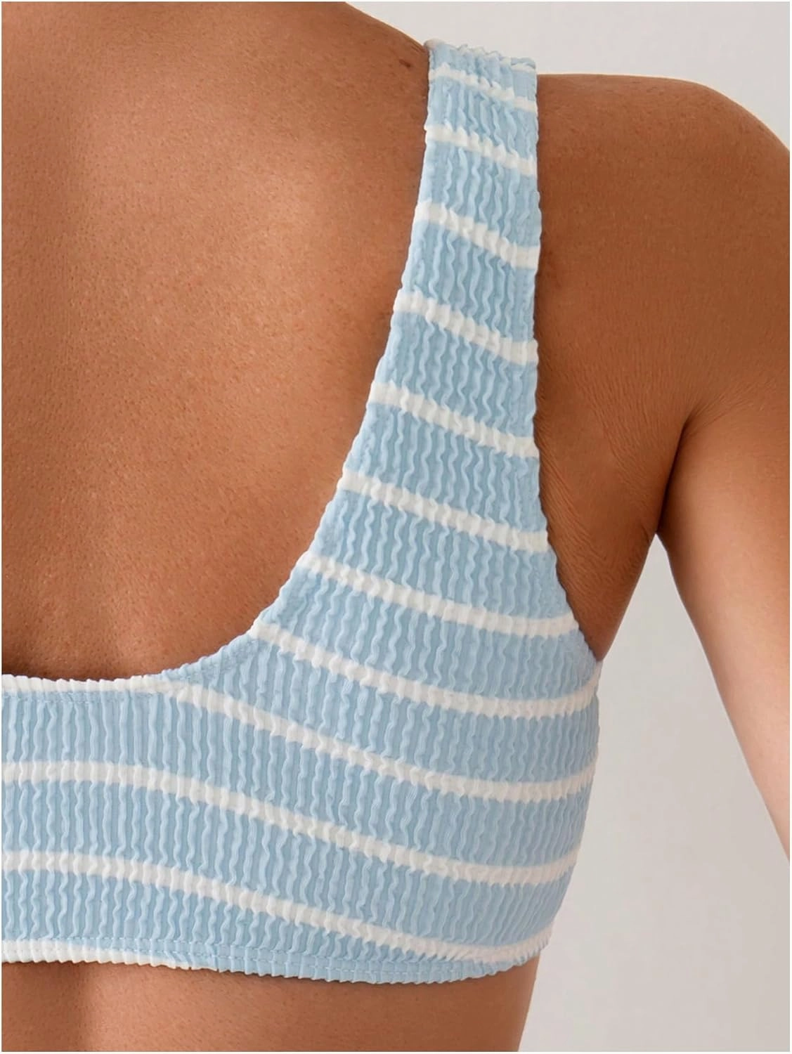 SOLY HUX Women's Striped Bathing Suit V Neck High Waisted Bikini Sets Two Piece Swimsuit