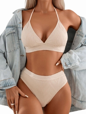 SOLY HUX Women's Swimsuit Halter Bikini Sets High Waist Cheeky Thong Bathing Suit 2 Piece