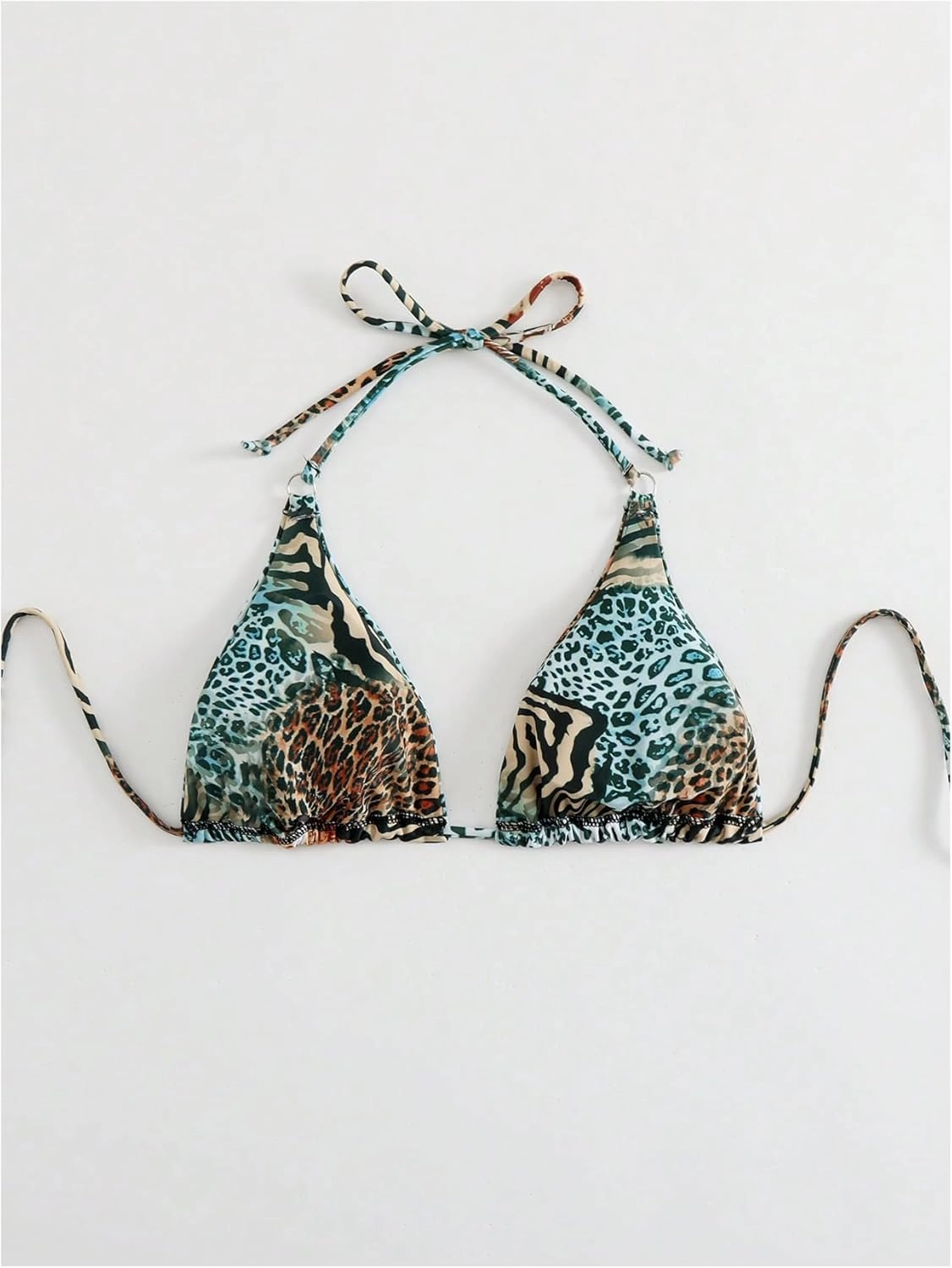 SOLY HUX Women's Triangle Bikini Top Summer Sexy Cheetah Leopard Print Halter Bathing Suit Swim Tops Only