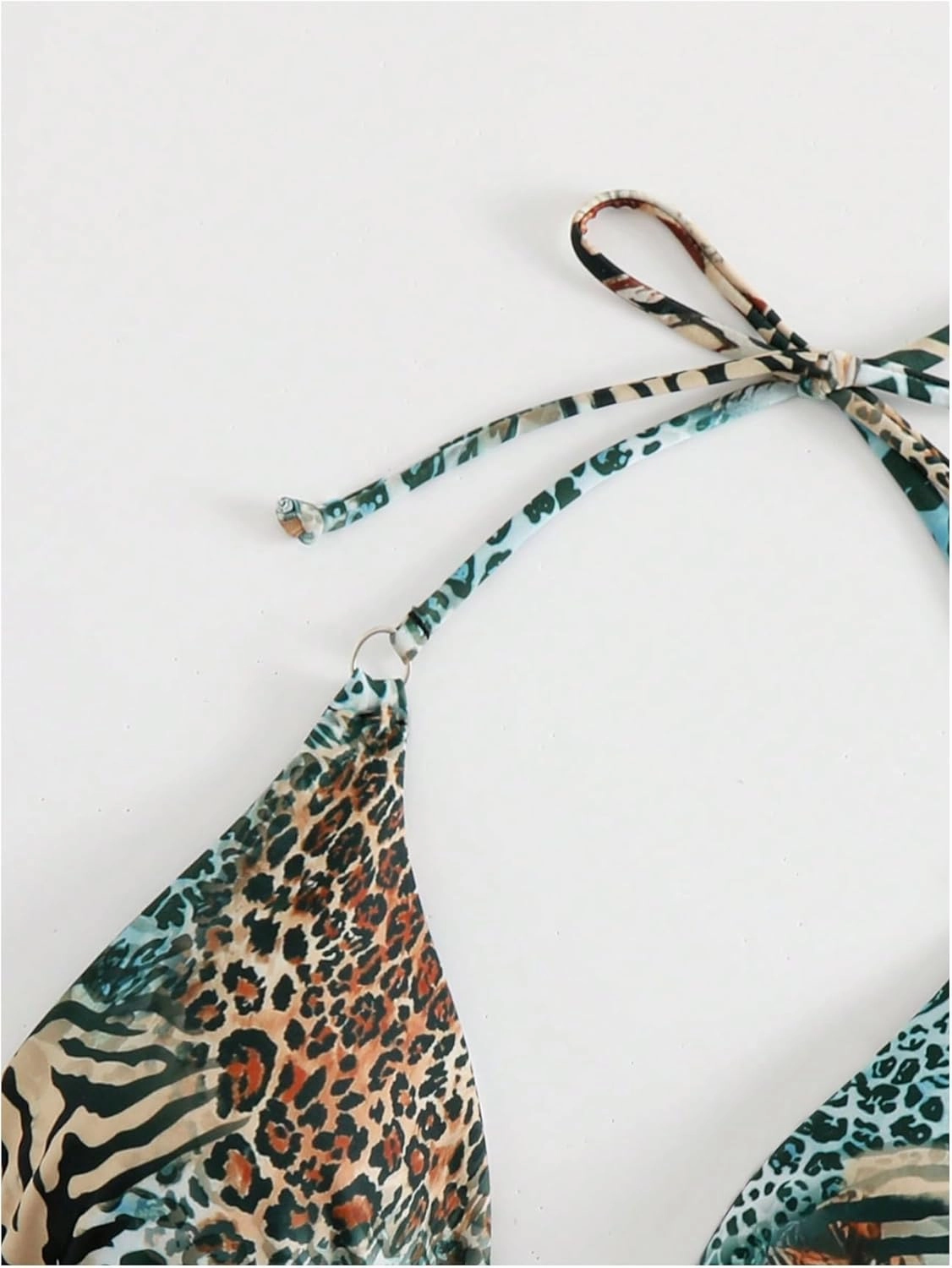 SOLY HUX Women's Triangle Bikini Top Summer Sexy Cheetah Leopard Print Halter Bathing Suit Swim Tops Only