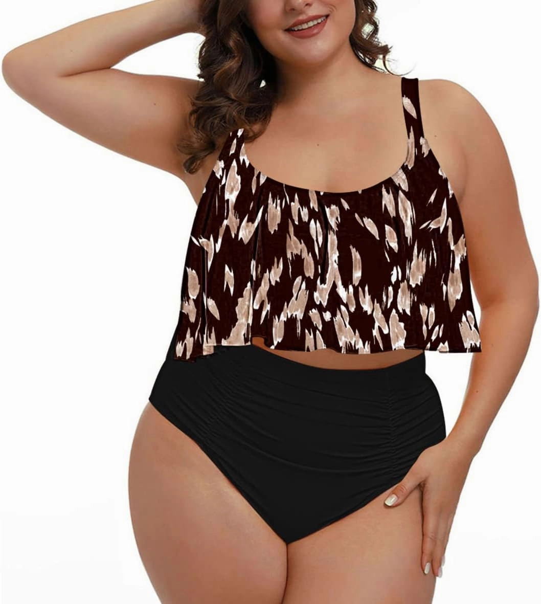 Sovoyontee Women's 2 Piece Plus Size High Waisted Swimsuit Bathing Suit
