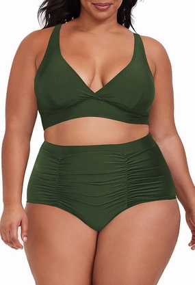 Sovoyontee Women's 2 Piece Plus Size High Waisted Swimsuit Bathing Suit