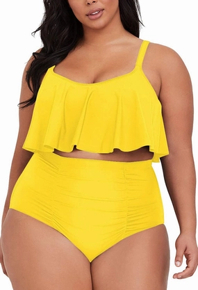 Sovoyontee Women's 2 Piece Plus Size High Waisted Swimsuit Bathing Suit