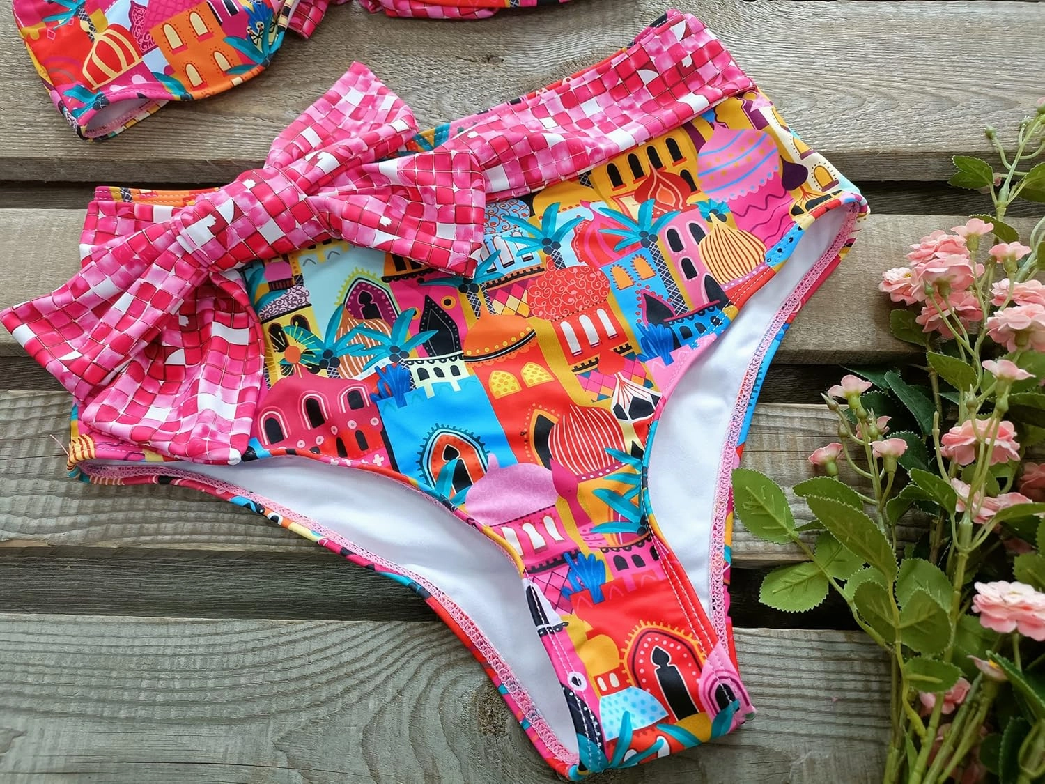 SPORLIKE Women High Waisted Swimsuit Flounce Straps Bikini Bathing Suit