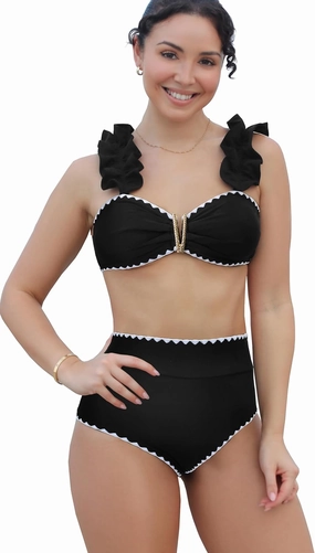 SPORLIKE Women High Waisted Swimsuit Flounce Straps Bikini Bathing Suit