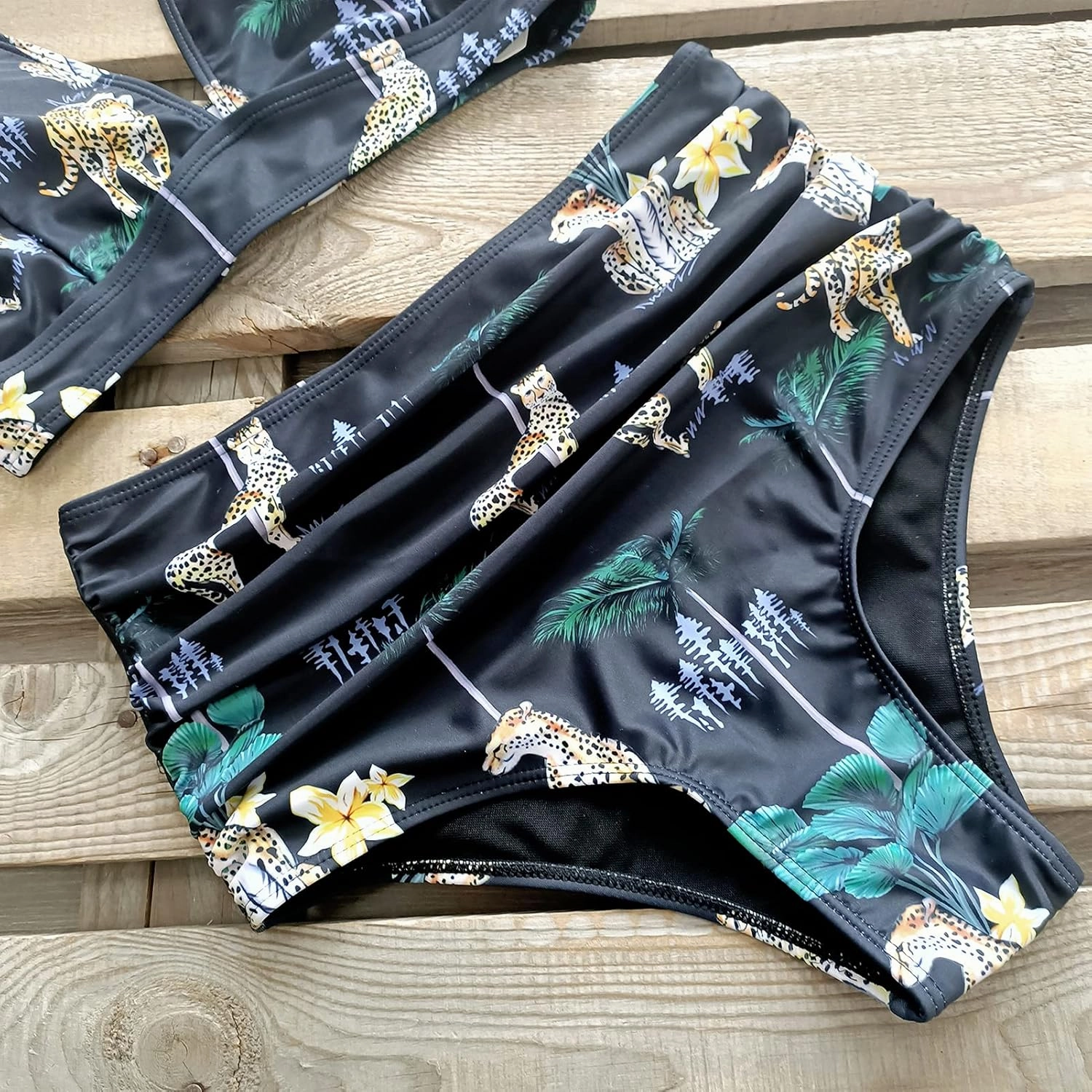 SPORLIKE Women High Waisted Swimsuit Ruffle V Neck Two Pieces Bikini Padded Bathing Suit