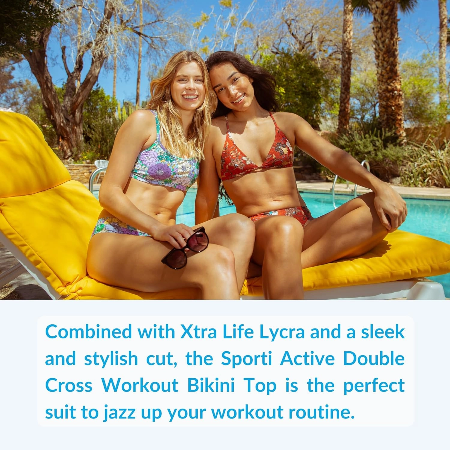 Sporti Swimsuits Bikini Tops for Women, Double Cross & Round Neckline, Swim Top Bathing Suits, Women Bralette Swim Top
