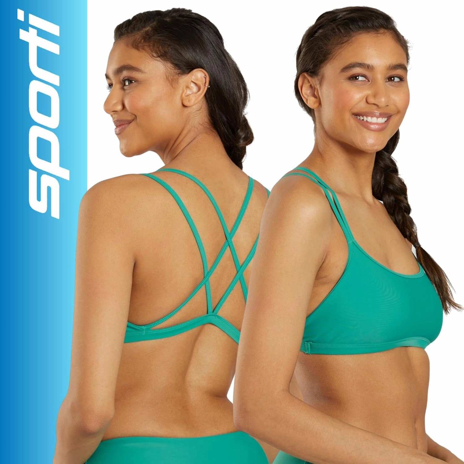 Sporti Swimsuits Bikini Tops for Women, Double Cross & Round Neckline, Swim Top Bathing Suits, Women Bralette Swim Top