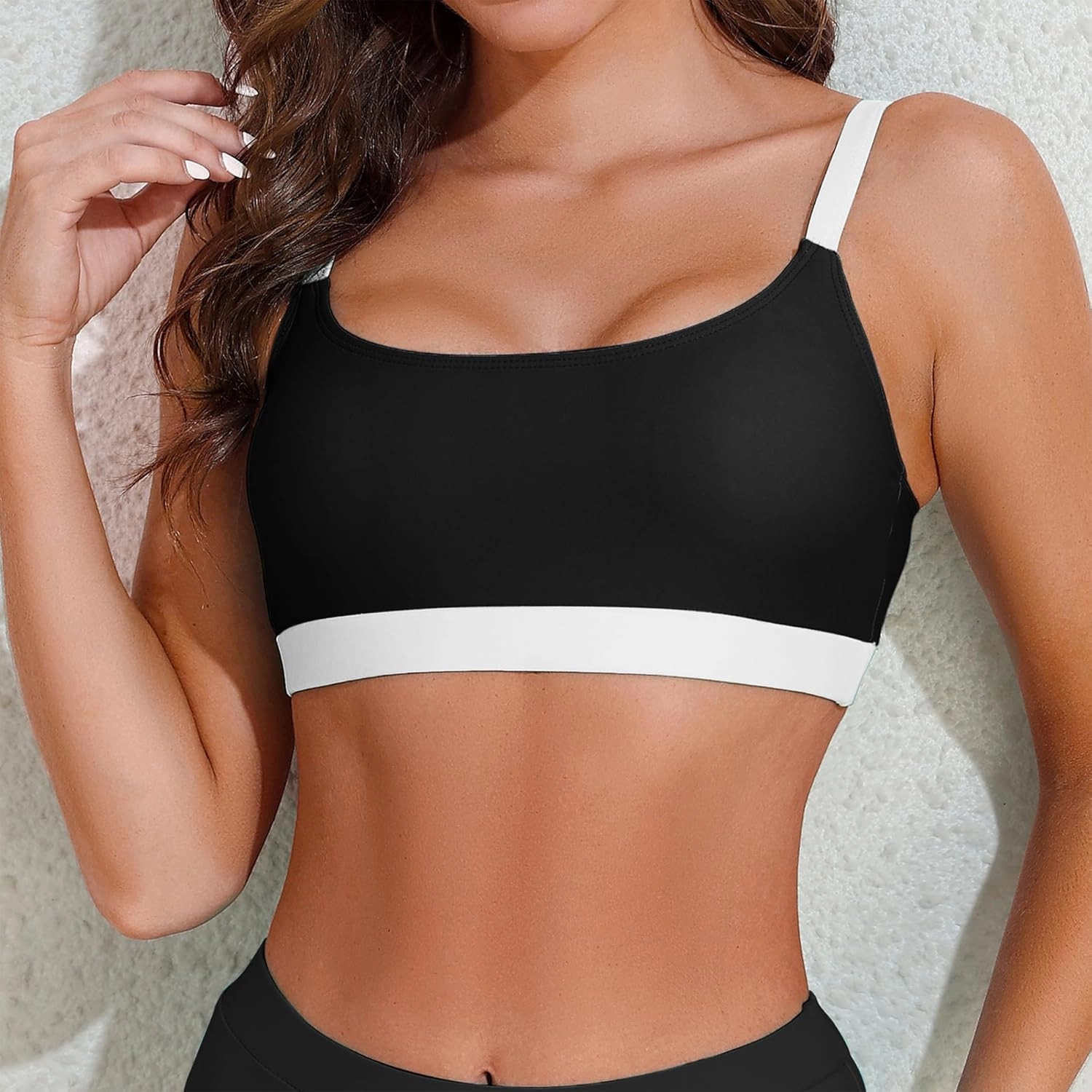 Sports Swim Bra Bikini Tops for Women Classic Bathing Suits Top with Padded Crop Swimsuit
