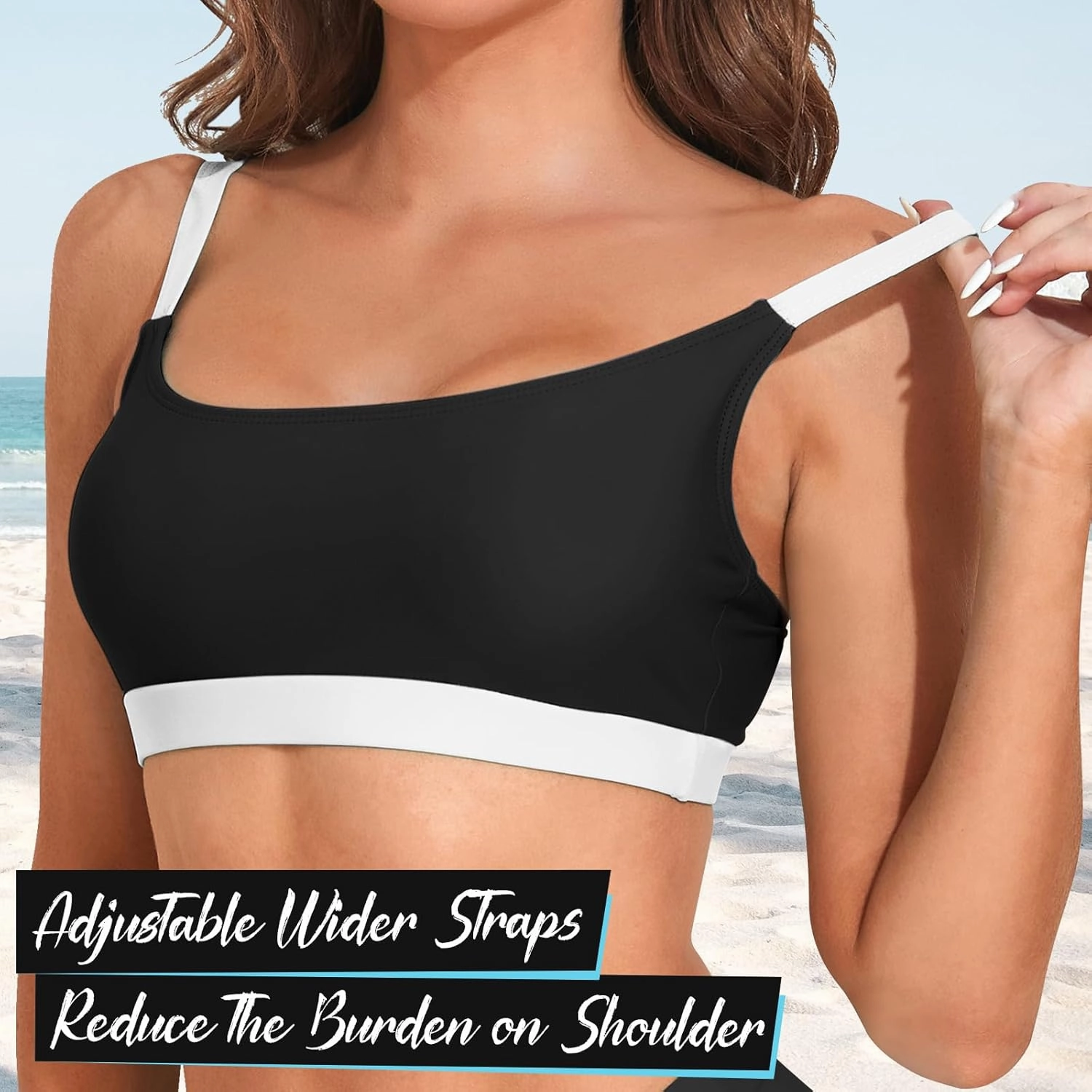 Sports Swim Bra Bikini Tops for Women Classic Bathing Suits Top with Padded Crop Swimsuit