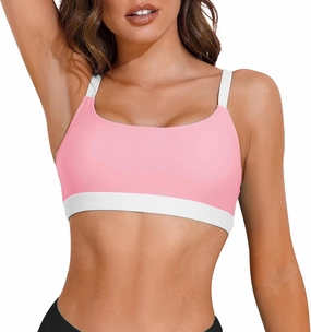 Sports Swim Bra Bikini Tops for Women Classic Bathing Suits Top with Padded Crop Swimsuit