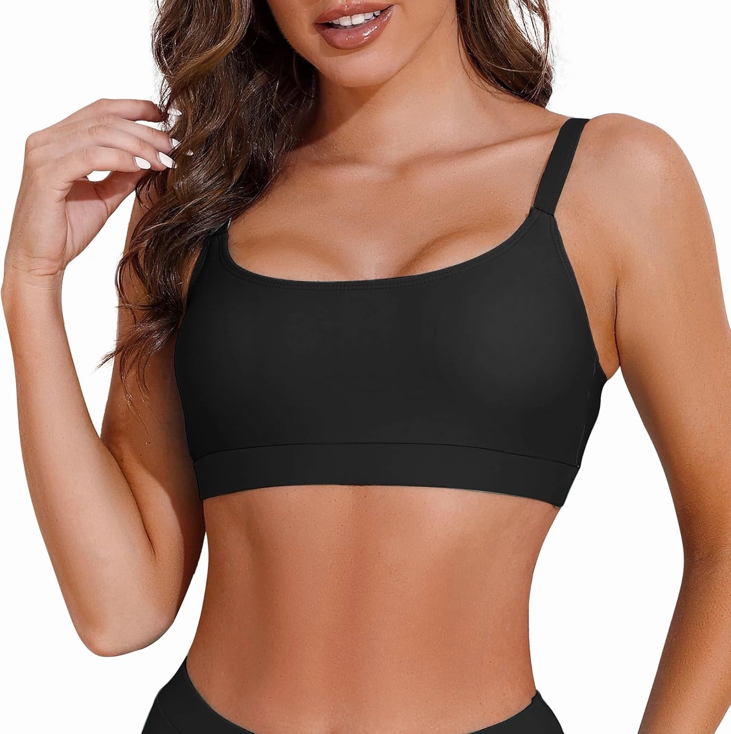 Sports Swim Bra Bikini Tops for Women Classic Bathing Suits Top with Padded Crop Swimsuit