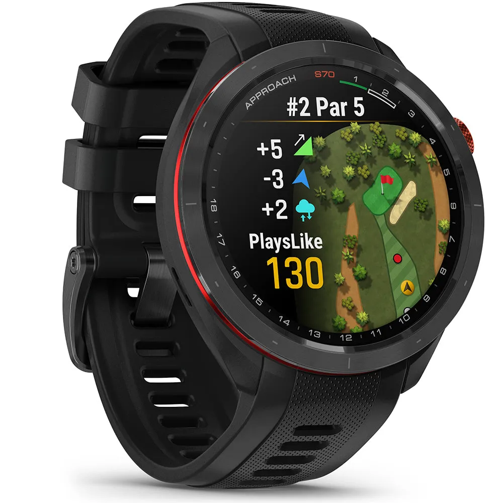Garmin Approach S70 Golf GPS Smart Watch - Black, Biodegradable golf balls, Wide width golf shoes