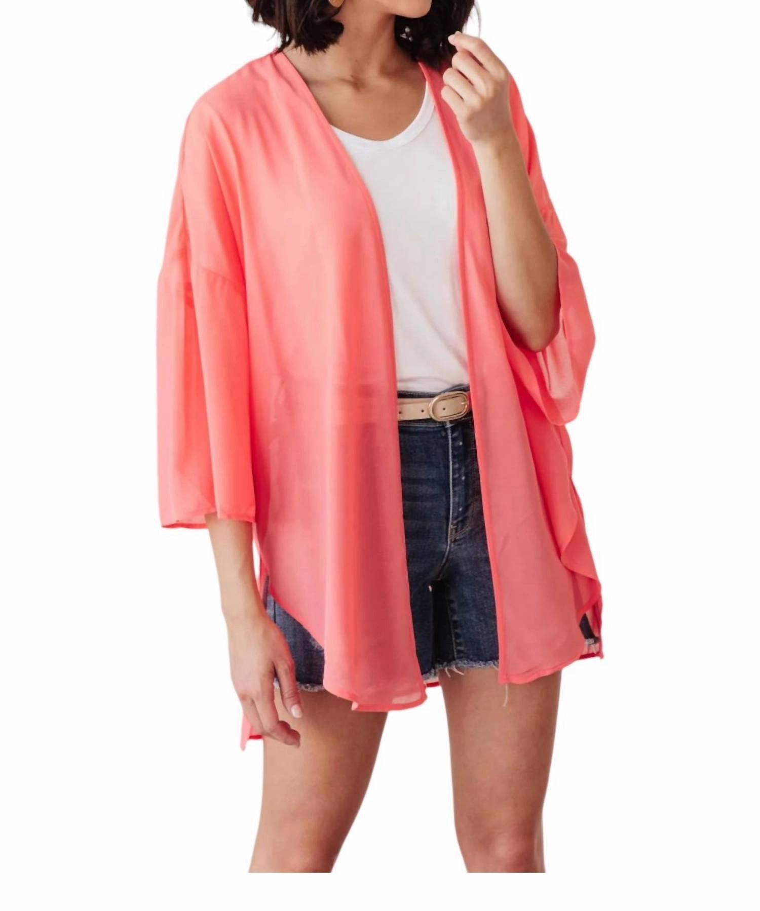 Strawberry Breeze Kimono In Pink