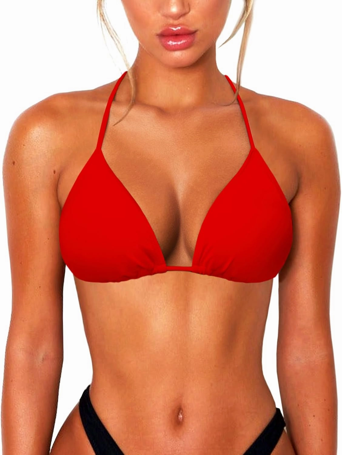 String Bikini Tops for Women Bathing Suit Swim Tops Sexy Triangle Bikini Top Black