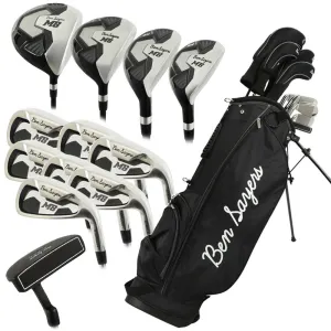 Style Meets Function Ben Sayers M8 13-Piece Stand Bag Package Set - Black/Grey - Steel You Deserve This, Golf club travel bag hard case