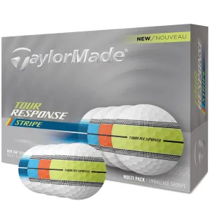 Style Meets Function TaylorMade Tour Response Stripe Balls - Neon Multi - 12 Pack Everyday Essential, Golf club cleaner, Golf cart accessories, Biodegradable golf balls
