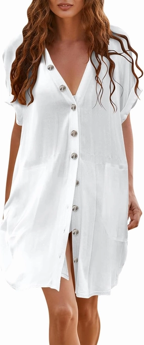 Summer Cover Ups for Women Plus Size Button Down Bikini Coverup Beach Dress Shirts 2025 Fashion Outfits