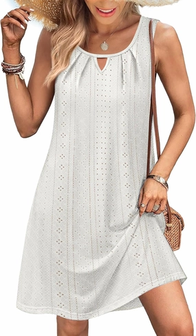 Summer Dresses for Women Sleeveless Beach Vacation Coverup with Pockets (S-2XL)