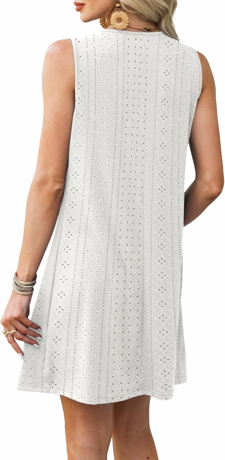 Summer Dresses for Women Sleeveless Beach Vacation Coverup with Pockets (S-2XL)