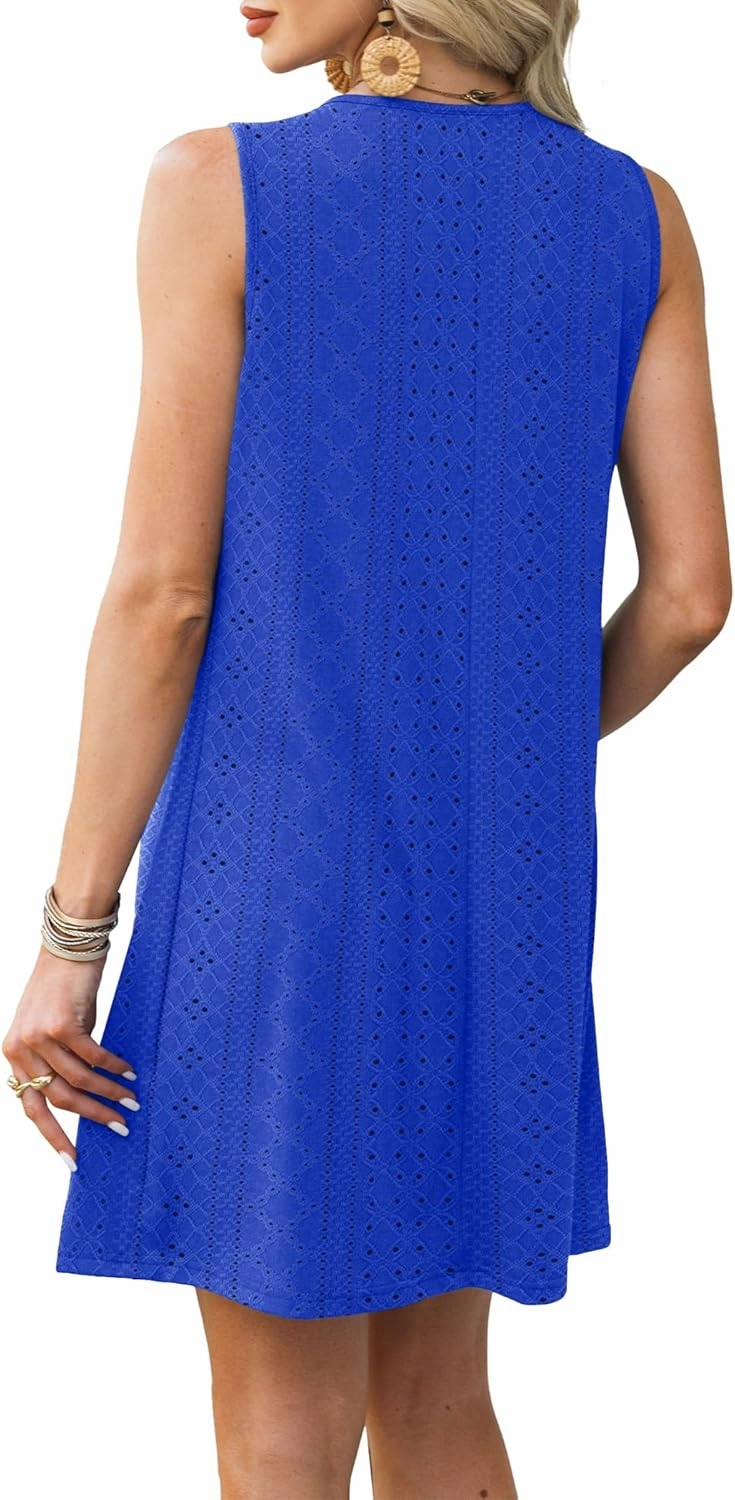 Summer Dresses for Women Sleeveless Beach Vacation Coverup with Pockets (S-2XL)